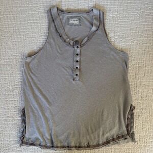 We The Free Taupe Love Language Raw Edge Tank Top Women's Size M